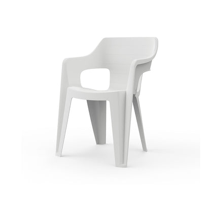 Scaun de grădină din plastic Bilbao Iowback cu cotiere, alb