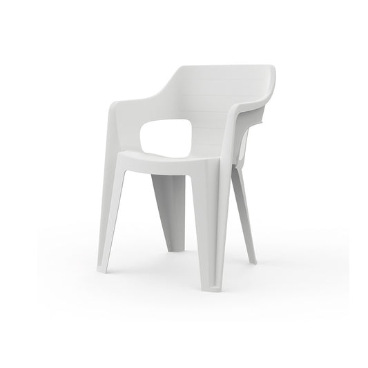 Scaun de grădină din plastic Bilbao Iowback cu cotiere, alb