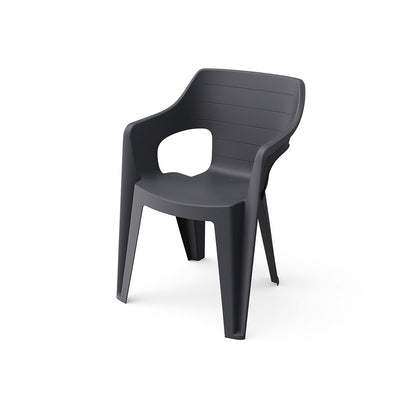Scaun de grădină din plastic Bilbao Iowback cu cotiere, grafit