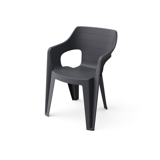 Scaun de grădină din plastic Bilbao Iowback cu cotiere, grafit