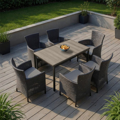 Set mobilier de grădină Nadia 6+1 frasin-grafit