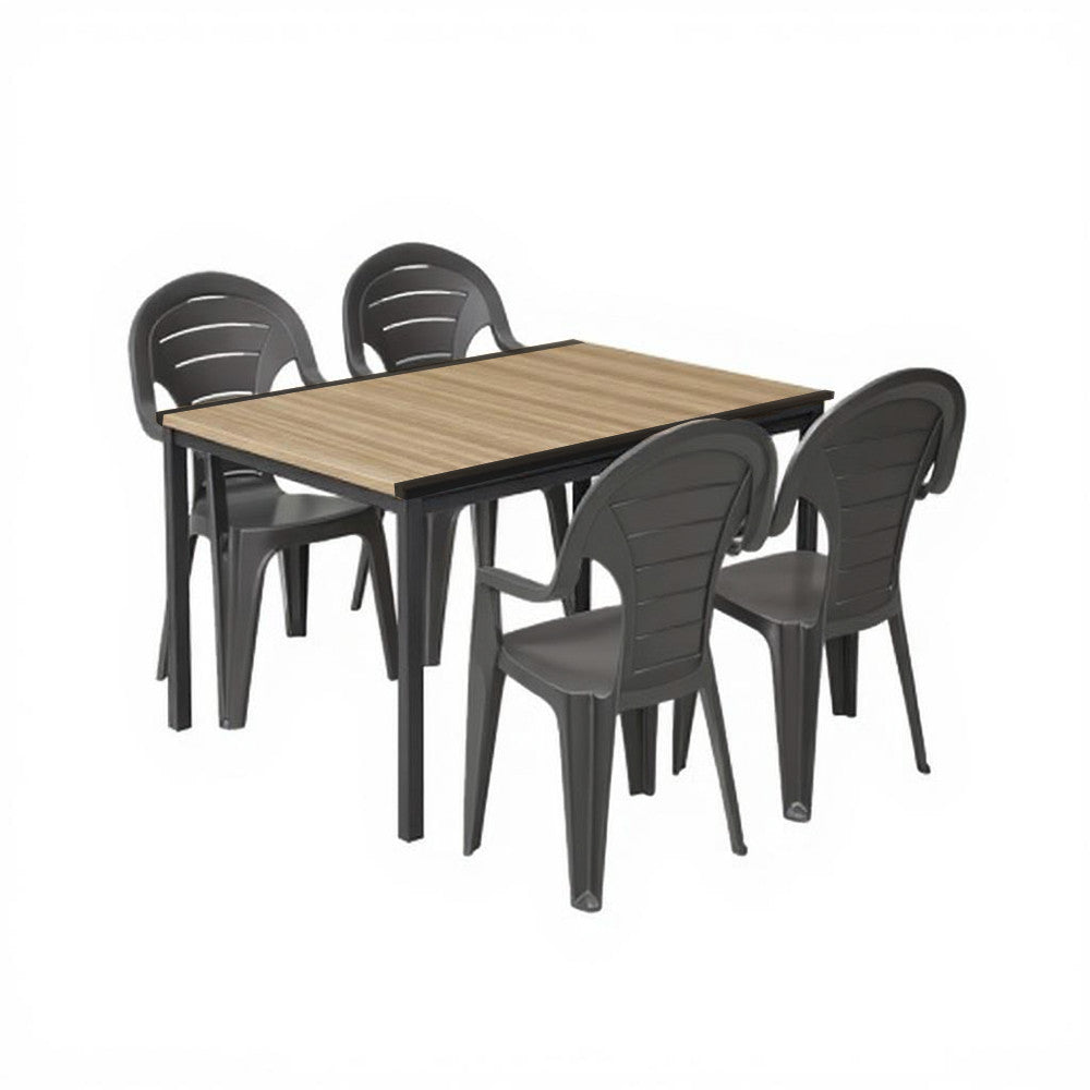Set mobilier de grădină Lagos 4+1 frasin-grafit