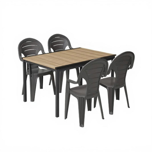 Set mobilier de grădină Lagos 4+1 frasin-grafit