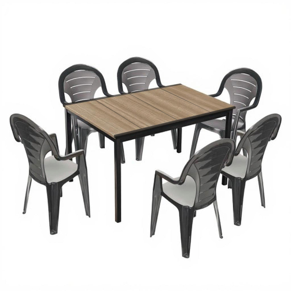 Set mobilier de grădină Lagos 6+1 frasin-grafit