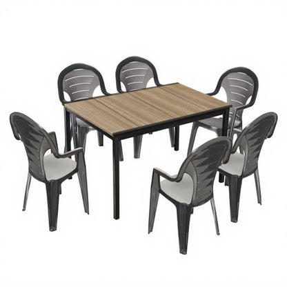 Set mobilier de grădină Lagos 6+1 frasin-grafit