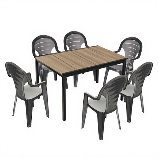 Set mobilier de grădină Lagos 6+1 frasin-grafit