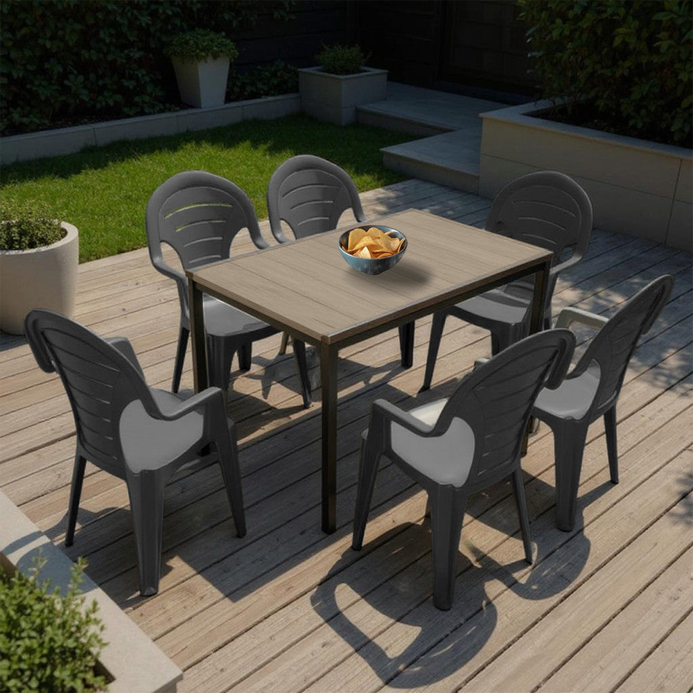 Set mobilier de grădină Lagos 6+1 frasin-grafit