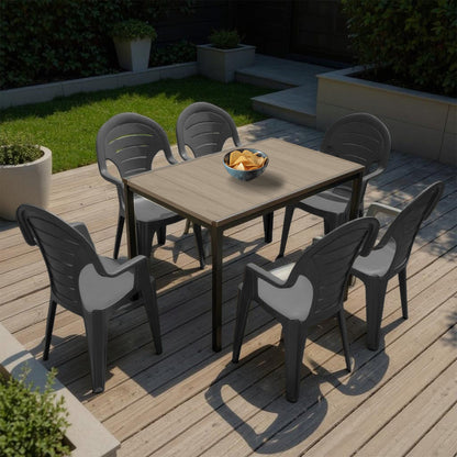 Set mobilier de grădină Lagos 6+1 frasin-grafit