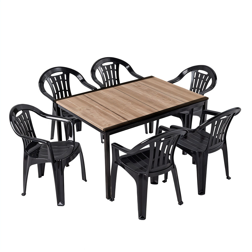 Set mobilier de grădină Rowen 6+1 frasin-grafit