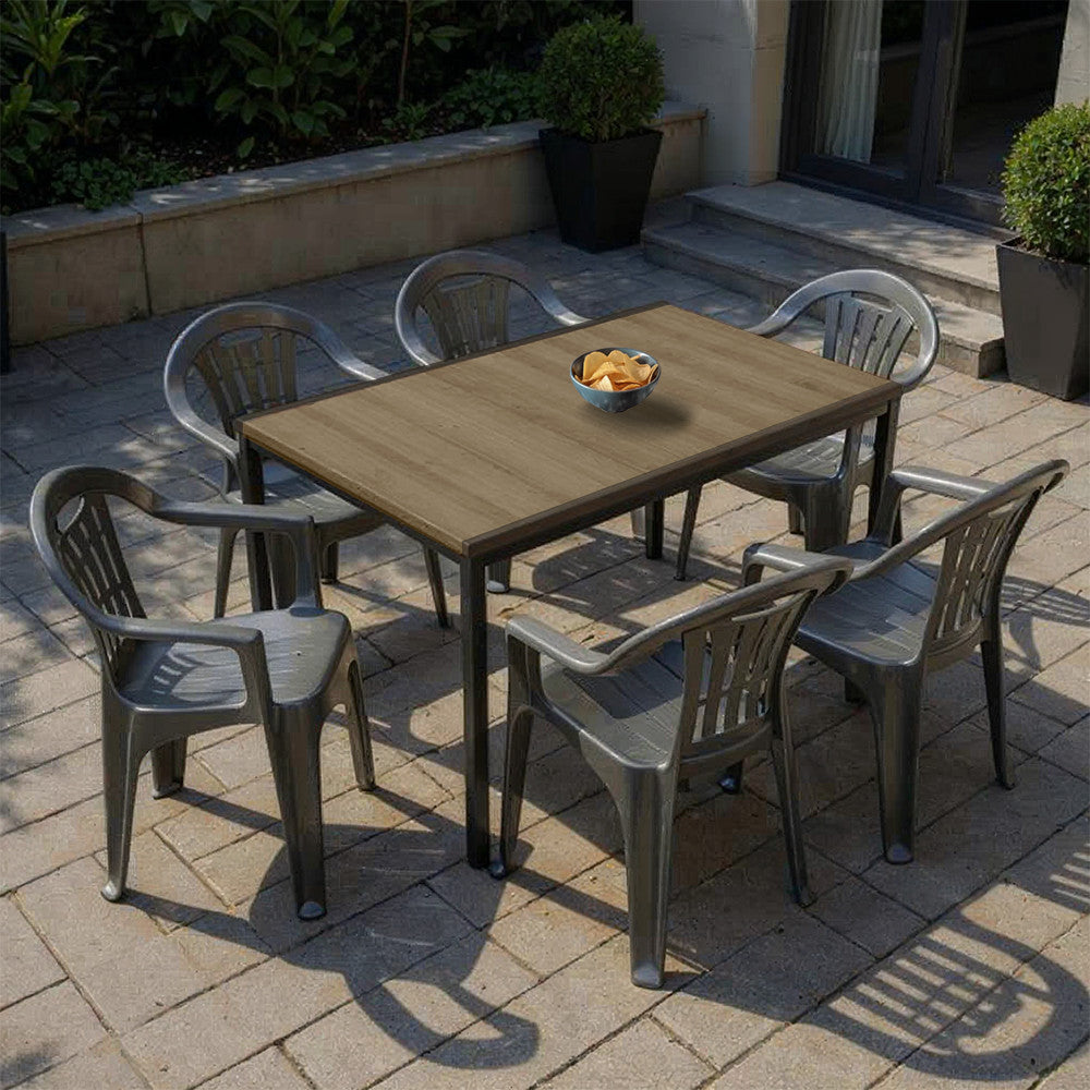Set mobilier de grădină Rowen 6+1 frasin-grafit