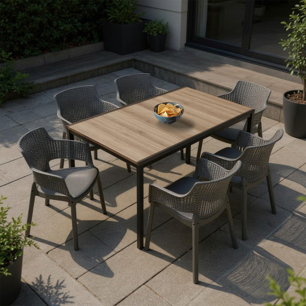 Set mobilier de grădină Romen 6+1 frasin-grafit