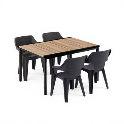 Set mobilier de grădină Ravello 4+1, negru frasin