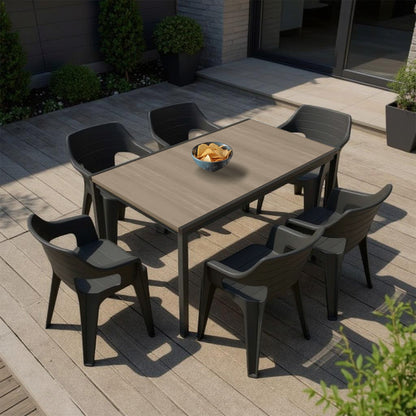 Set mobilier de grădină Ravello 6+1, negru frasin