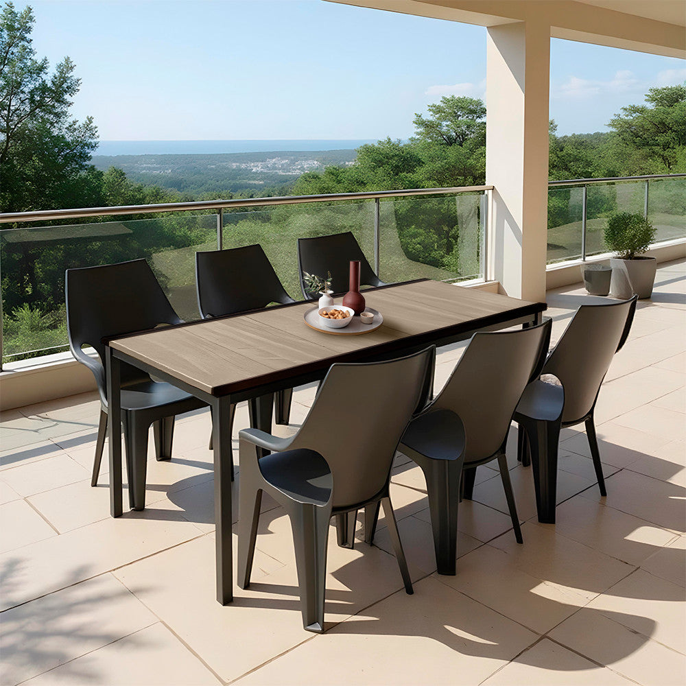 Set mobilier de grădină Parker Large 6+1, frasin-grafit