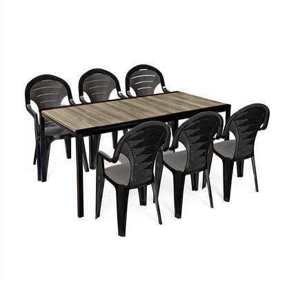 Set mobilier de grădină Lagos Large 6+1 frasin-grafit