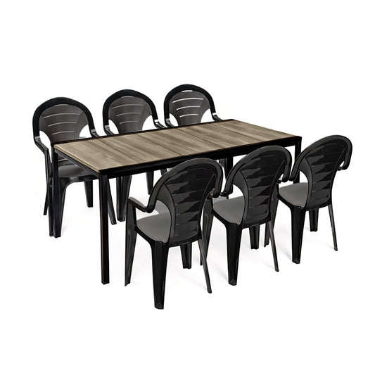 Set mobilier de grădină Lagos Large 6+1 frasin-grafit