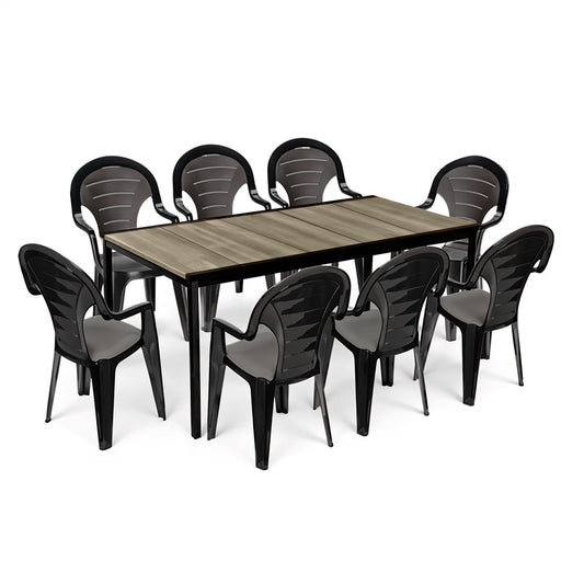 Set mobilier de grădină Lagos Large 8+1 frasin-grafit