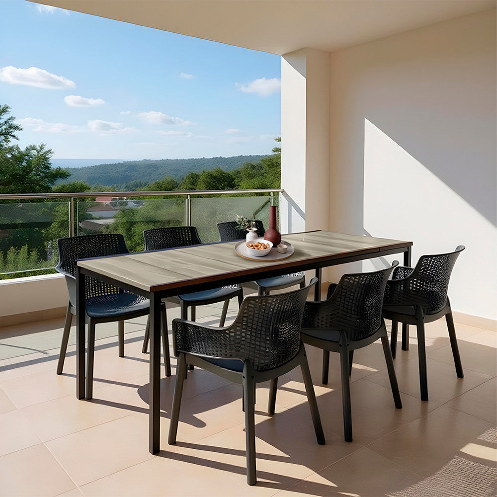 Set mobilier de grădină Romen Large 6+1 frasin-grafit