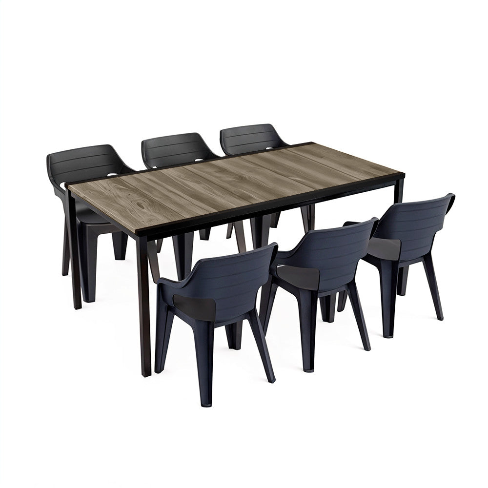 Set mobilier de grădină Ravello Large 6+1, negru frasin