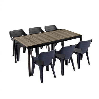 Set mobilier de grădină Ravello Large 6+1, negru frasin
