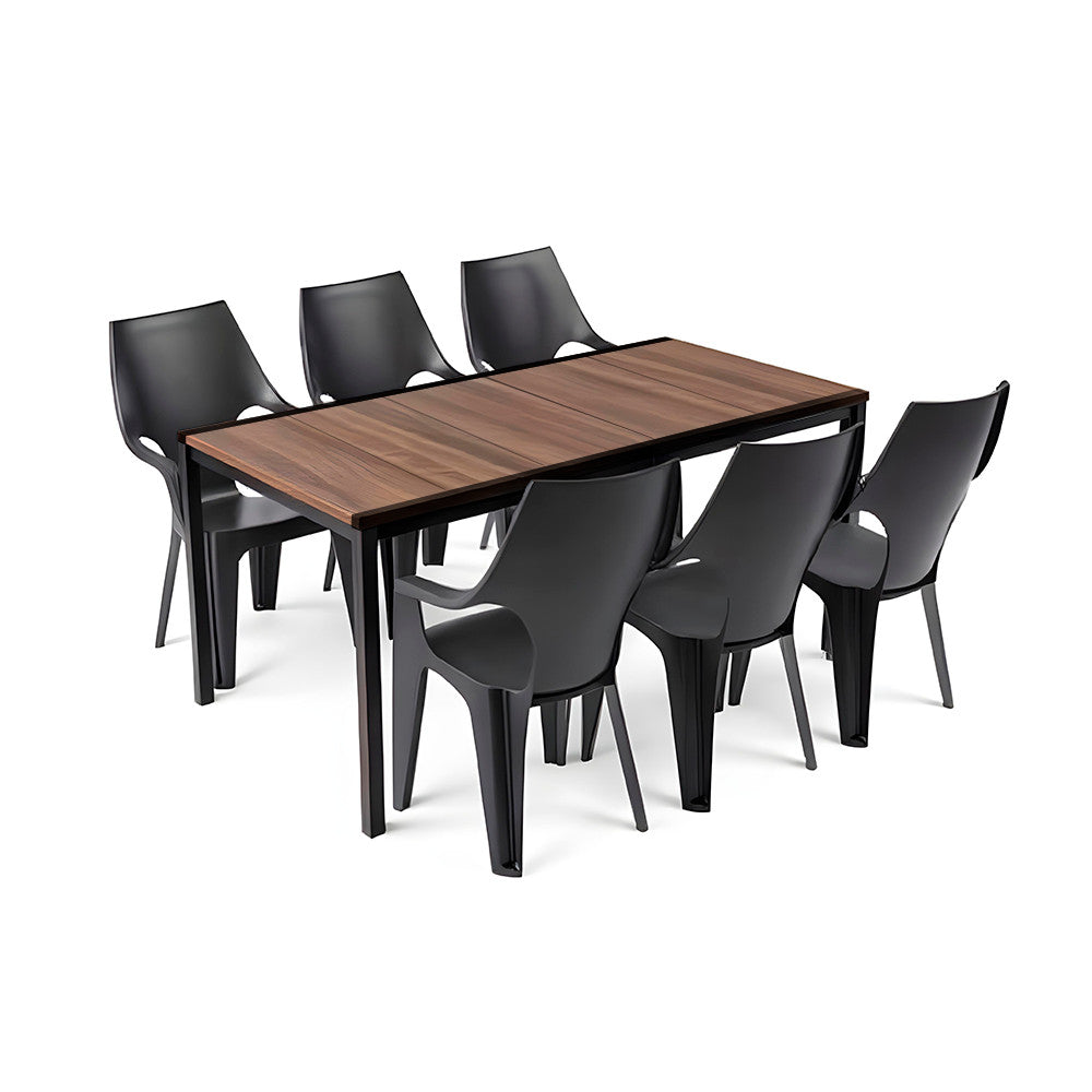 Set mobilier de grădină Parker Large 6+1, nuc-grafit