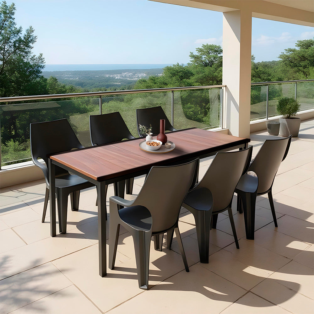 Set mobilier de grădină Parker Large 6+1, nuc-grafit