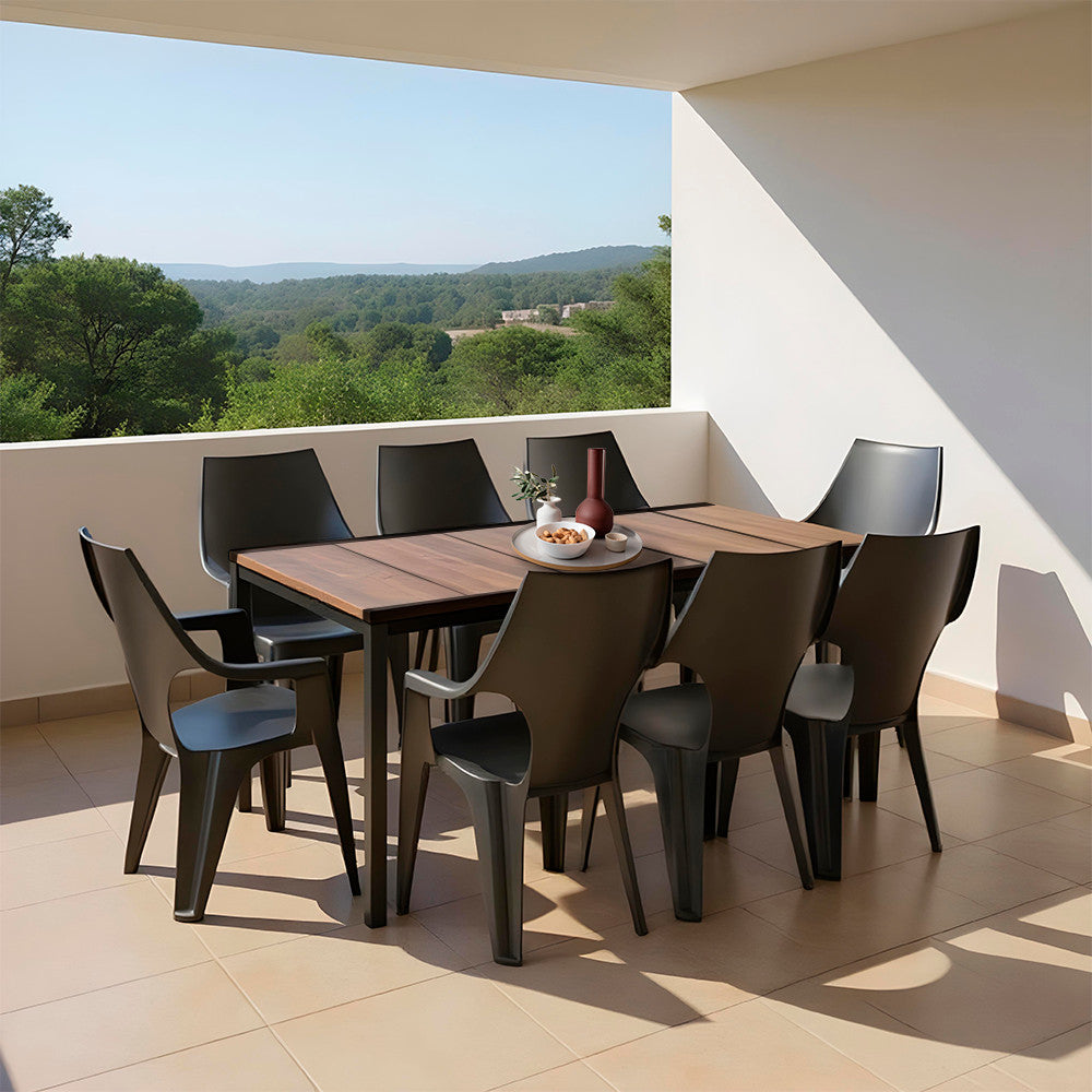 Set mobilier de grădină Parker Large 8+1, nuc-grafit