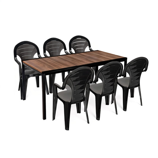 Set mobilier de grădină Lagos Large 6+1 nuc-grafit