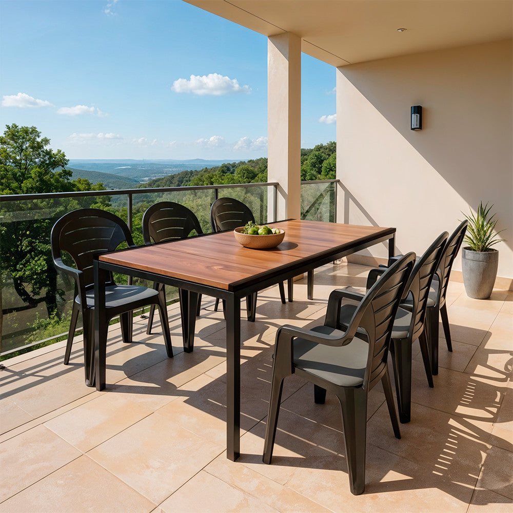 Set mobilier de grădină Lagos Large 6+1 nuc-grafit