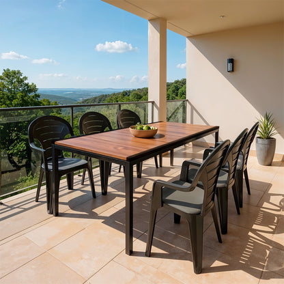 Set mobilier de grădină Lagos Large 6+1 nuc-grafit