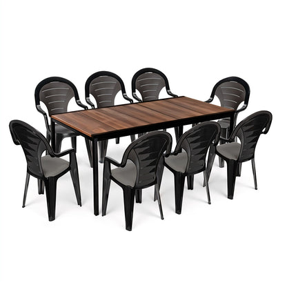 Set mobilier de grădină Lagos Large 8+1 nuc-grafit