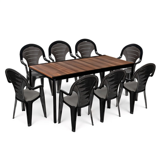 Set mobilier de grădină Lagos Large 8+1 nuc-grafit