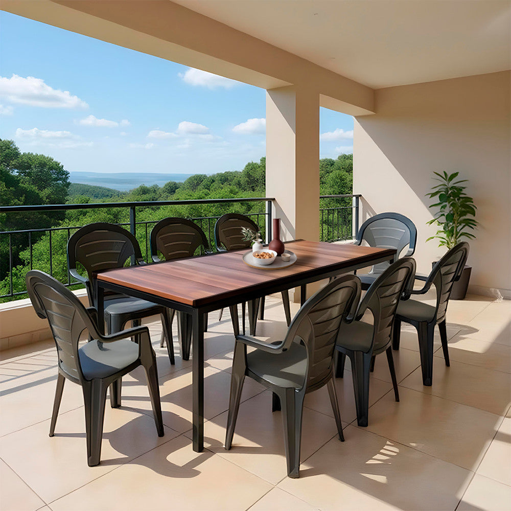 Set mobilier de grădină Lagos Large 8+1 nuc-grafit