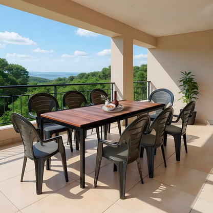 Set mobilier de grădină Lagos Large 8+1 nuc-grafit