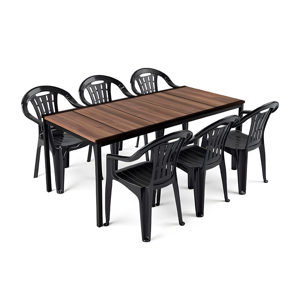 Set mobilier de grădină Rowen Large 6+1 nuc-grafit