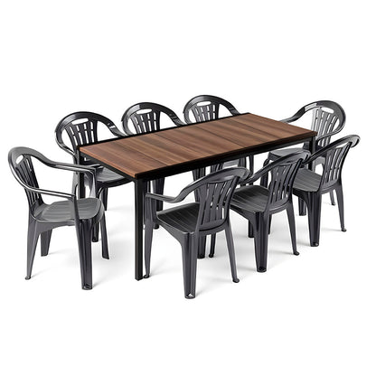 Set mobilier de grădină Rowen Large 8+1, nuc-grafit