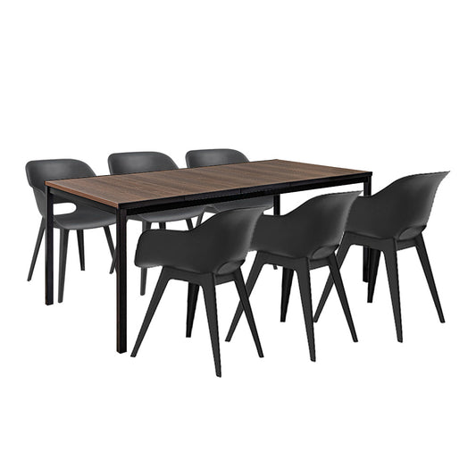 Set mobilier de grădină Flora Large 6+1 nuc-grafit