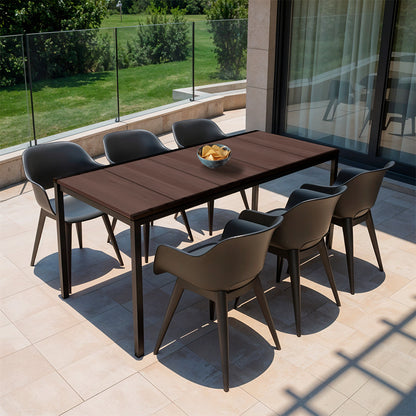 Set mobilier de grădină Flora Large 6+1 nuc-grafit