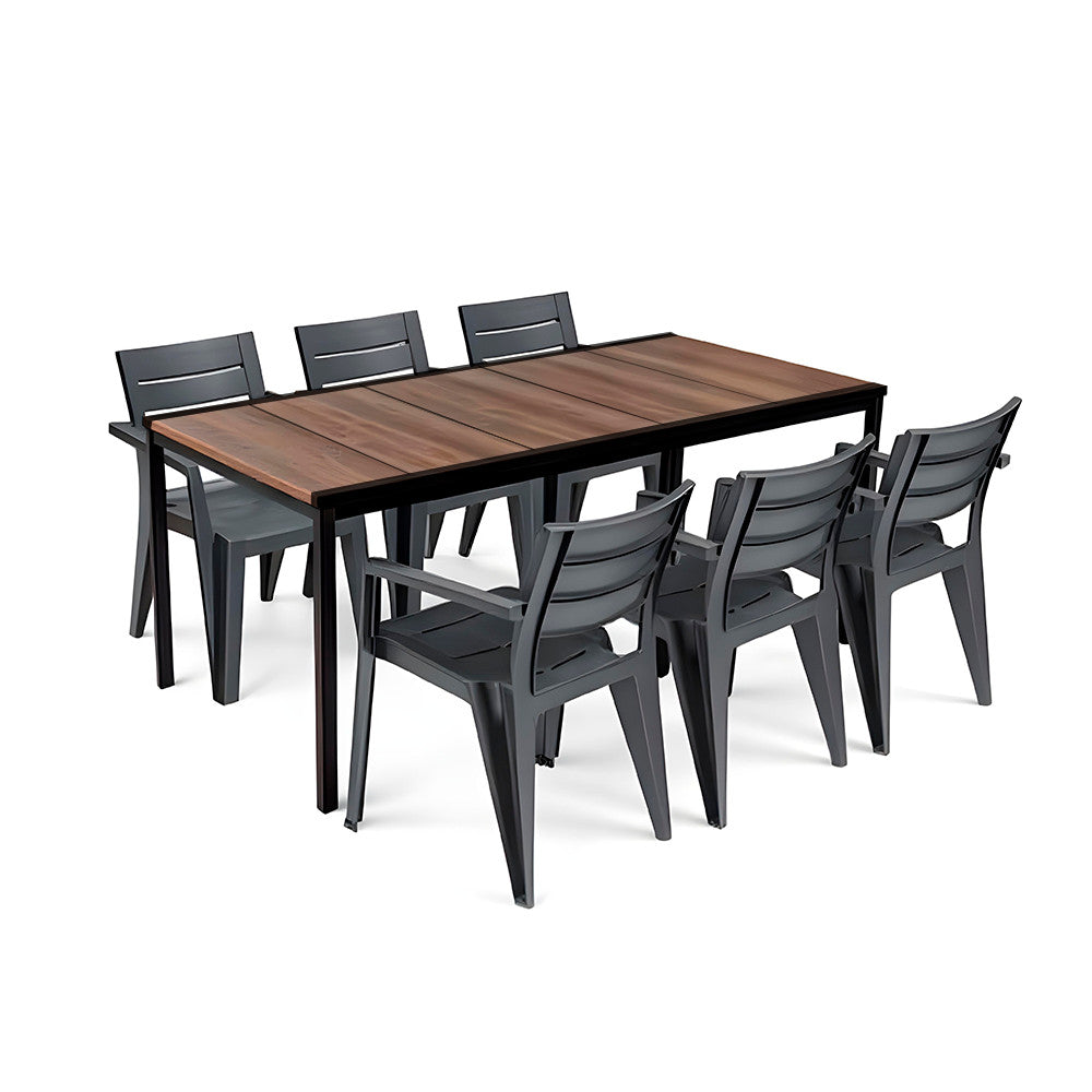 Set mobilier de grădină Amari Large 6+1 nuc-grafit
