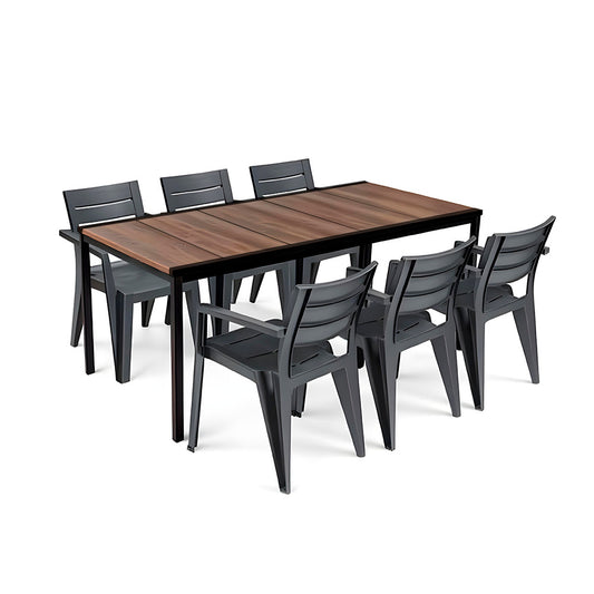 Set mobilier de grădină Amari Large 6+1 nuc-grafit