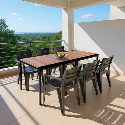 Set mobilier de grădină Amari Large 6+1 nuc-grafit