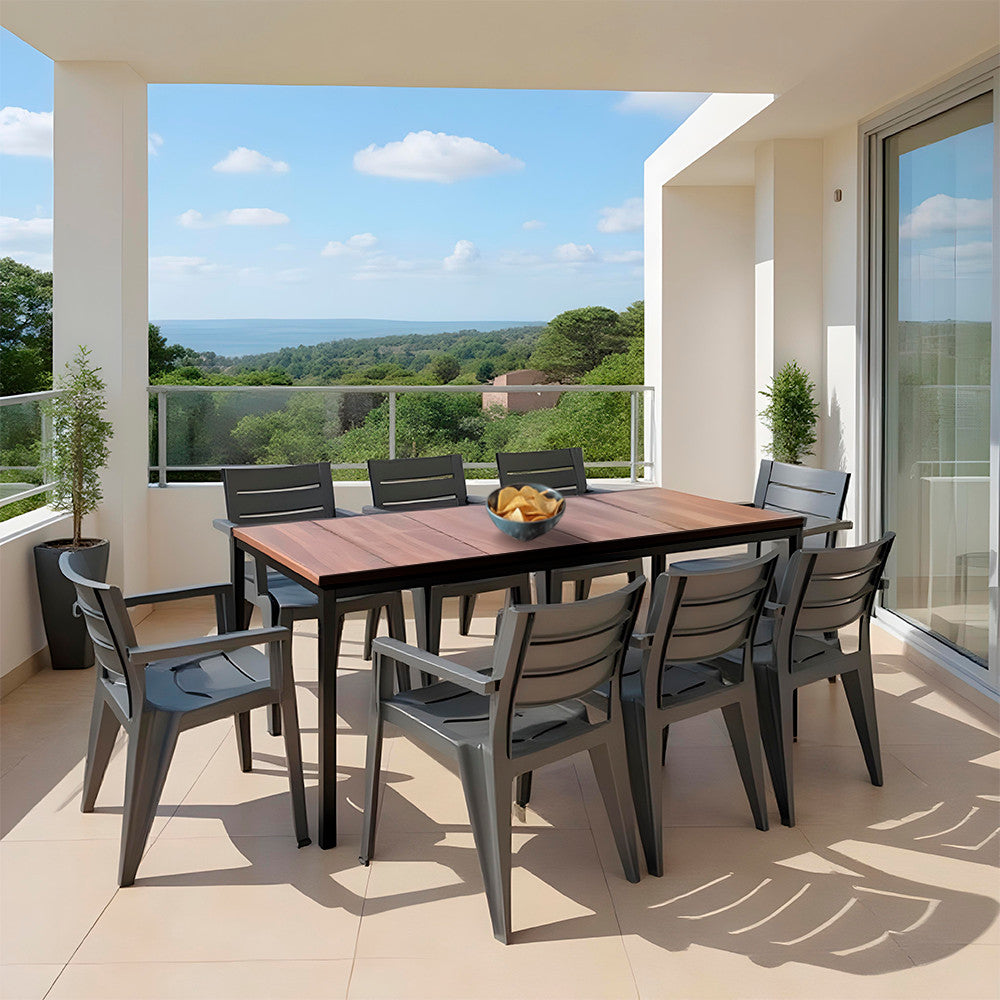 Set mobilier de grădină Amari Large 8+1 nuc-grafit
