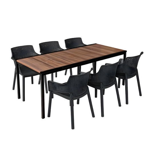 Set mobilier de grădină Romen Large 6+1 nuc-grafit