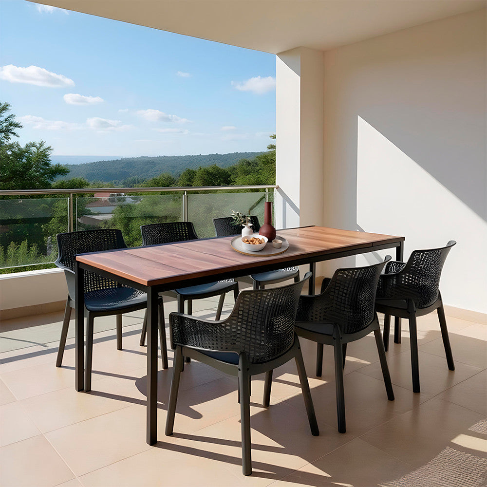 Set mobilier de grădină Romen Large 6+1 nuc-grafit