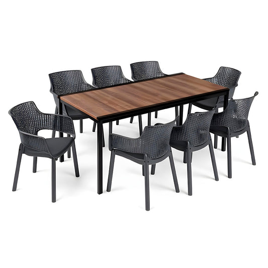 Set mobilier de grădină Romen Large 8+1 nuc-grafit