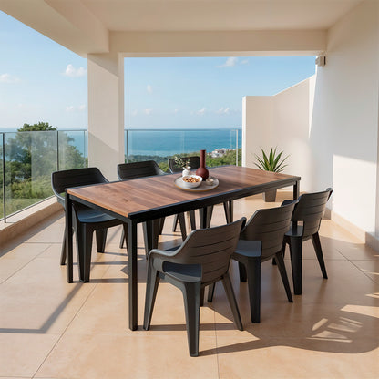 Set mobilier de grădină Ravello Large 6+1, nuc-negru