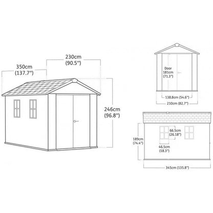 Căsuță de grădină din plastic Newton Plus, lată, 11 x 7,5, maro