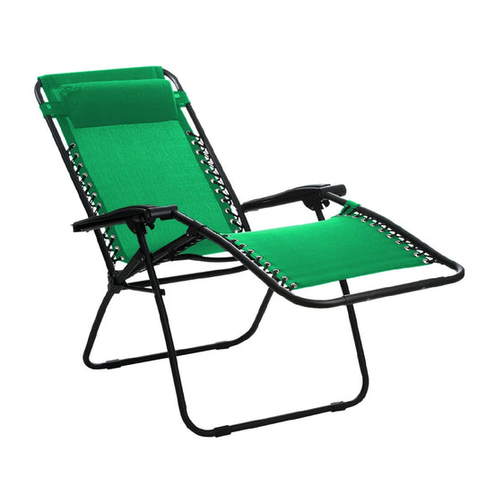 Șezlong pliabil Deluxe verde cu pernă
