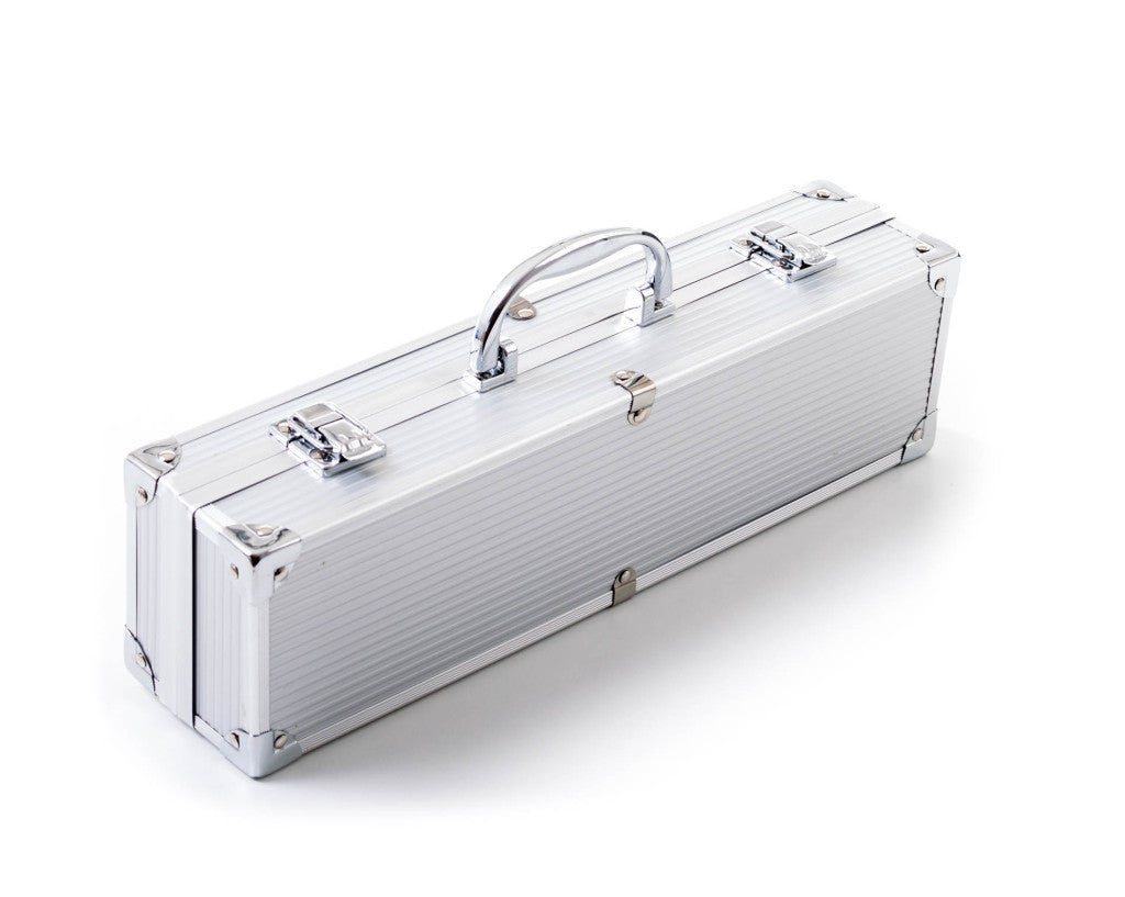 Set de scule pentru grătar G21, 3 piese, cutie de aluminiu