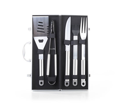 Set de scule pentru grătar G21, 5 bucăți, cutie de aluminiu